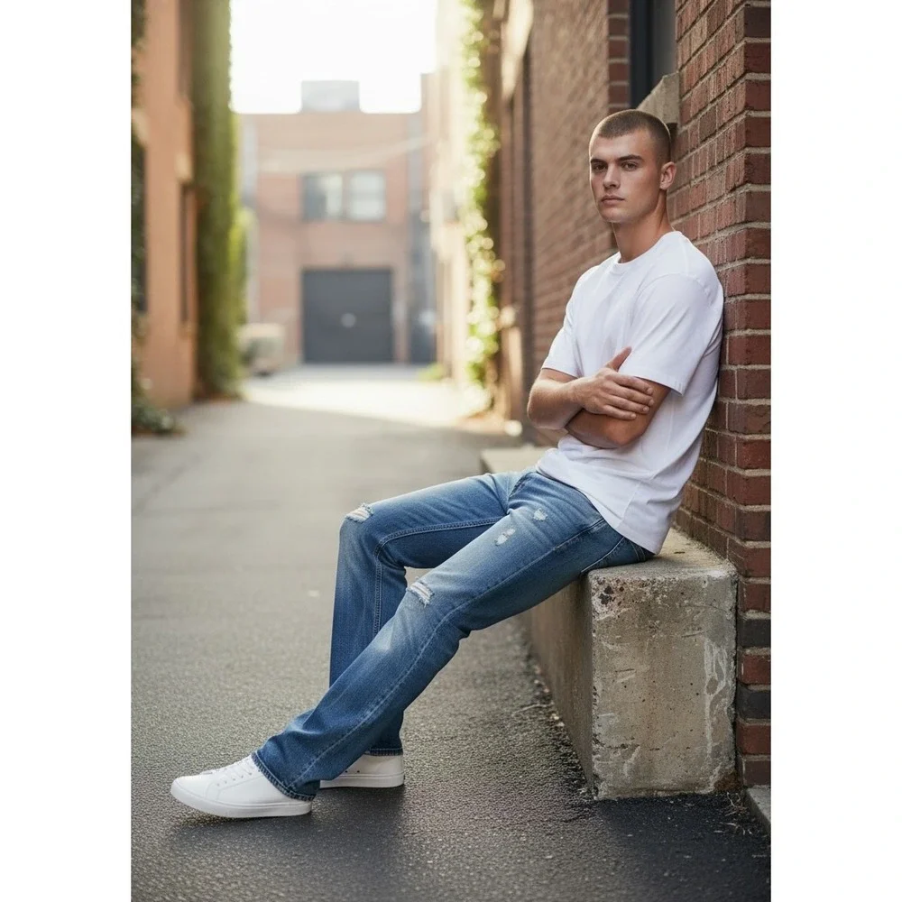 Silver Jeans Tuesday Bootcut Mens 34x33 Blue Good Distressed Low Rise‎ Denim